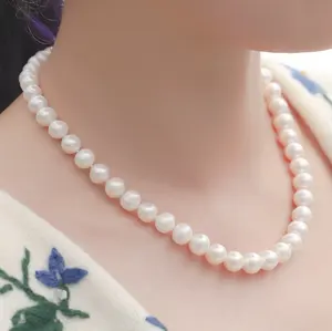 Frauen Mode Süßwasser Rasse White Pearl Halskette Schmuck
