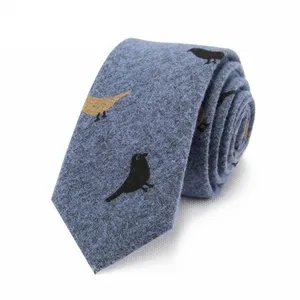 D1097女鸟印花纯棉领带男士休闲6厘米修身领带卡通花卉印花领带