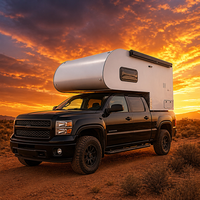 ONLYWE Promotion Spéciale : Camping-car tout-terrain à toit relevable en fibre de verre pour pick-up avec éclairage LED et fonction pliable