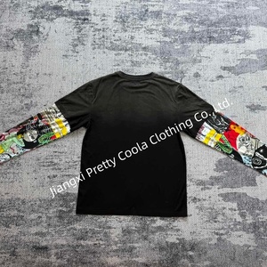 Mt1415 tùy chỉnh của nam giới hai lớp áo sơ mi thả Vai mặt trời phai mờ của nam giới dài tay áo t Áo sơ mi quá khổ phong cách DTG giản dị áo phông - Product Image 2