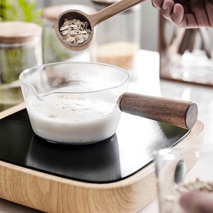 Casserole en verre borosilicate de haute qualité avec poignée en bois d'acacia pour nouilles instantanées et cuisson, grandes et petites tailles - Product Image 3