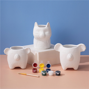 Nuovo arrivo cute lion bear ceramic art and craft kids edicational diy drawing painting kit toys - Product Image 4