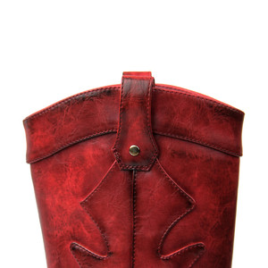 Stilisti stilisti Custom da donna Sexy <span class=keywords><strong>stivali</strong></span> alti Midi scarpe da donna <span class=keywords><strong>stivali</strong></span> da Cowboy rossi con tacchi bassi - Product Image 2