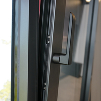 Ventana Moderna de Aluminio con Marco Delgado, Ventana Abatible de Aluminio Negro con Doble Acristalamiento Templado para Casa o Villa