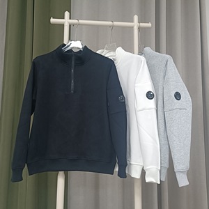 Felpa in pile con mezza zip, tinta unita, con tasche e logo a lente, unisex, disponibile in magazzino per spedizioni internazionali - Product Image 1