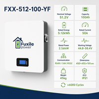 Batería de Almacenamiento de Energía LiFePO4 Integrada en Pared con BMS, 51.2V 100Ah 5.12kWh, 6000 Ciclos, Compatible con Conexión en Paralelo