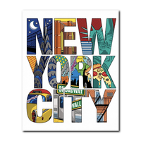 Peinture abstraite de la ville de New York, impression sur toile contemporaine, impression numérique 6 couleurs, imperméable, respectueuse de l'environnement, 50x60cm