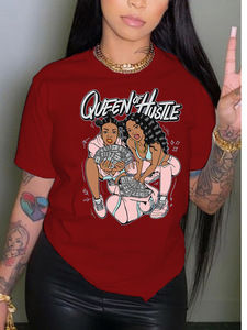 Camiseta informal de manga corta para S-5XL, playera estampada de talla grande para <span class=keywords><strong>mujer</strong></span>, camiseta a la moda con grafiti, top 2023 - Product Image 2