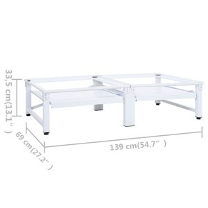 Double piédestal <span class=keywords><strong>pour</strong></span> <span class=keywords><strong>machine</strong></span> <span class=keywords><strong>à</strong></span> <span class=keywords><strong>laver</strong></span> <span class=keywords><strong>et</strong></span> <span class=keywords><strong>sèche</strong></span>-<span class=keywords><strong>linge</strong></span> Support en acier de qualité robuste 2 <span class=keywords><strong>étagère</strong></span>s coulissantes Universal Fit White Mini Storage Rack - Product Image 6
