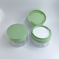 Emballage cosmétique de haute qualité, pot en plastique PET de 200 ml, 300 ml, 400 ml, 500 ml avec couvercle à clip et cuillère pour tampons en coton