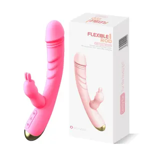 Oplaadbare Verwarming Siliconen Flexibele Roze Elektrische Thuwing Dildo Vibrator Voor Vrouwen