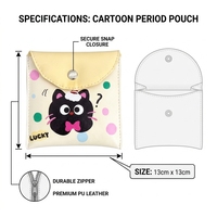 Sac de rangement pour serviettes hygiéniques en PU, mini, mignon, dessin animé, pochette portable