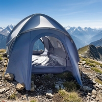 Tente de randonnée tunnel légère et coupe-vent pour 2 personnes, quatre saisons, avec poteaux en aluminium, imperméable 3000, double porte, pour camping en extérieur