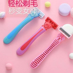 Women's 6 Blade Razor Stainless Steel Manual Hair Removal For Body Legs Underarm Pubic Hair Plastic Handle - Product Image 1