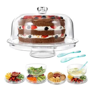 Hoge-Kwaliteit Glas Cloche Wedding Cake Stand Met Cover