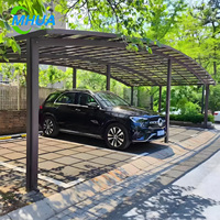 Abri de voiture en aluminium gris sur mesure, résistant au vent fort, nouveau style, toit en polycarbonate, pour 2 voitures