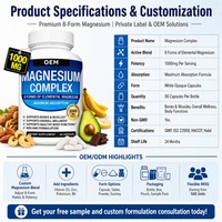 Kompleks Magnesium Premium 1000mg 8 Bentuk Kapsul Magnesium Elemental untuk Kesehatan Tulang dan Otot 90 Kapsul OEM Grosir