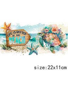 LETOP 1pcs Coconut Trees Beach Summer Forecast Decal UV Wrap Can Sticker for Cup Camping Fishing Tumbler Glass Wrap - Product Image 5