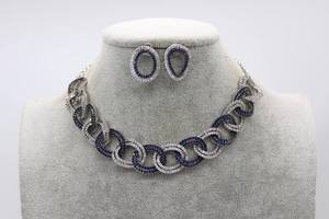 Conjunto de Collar y Pendientes de Plata 925 con Moissanita en Dos Tonos, Color Azul o Blanco, Elegante, para Compromiso, Boda o Fiesta - Product Image 2