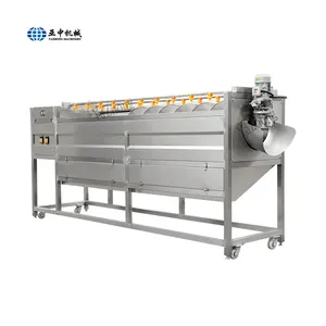 Yazhong Commercial Vegetable Fruit Brush Roller Cleaning Equipment Cassava Ginger Peeler Potato Washing And Peeling Machine