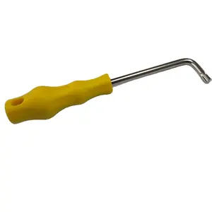 Chave de fenda métrica nivelada com chave em forma de L, ferramentas, cabo de plástico amarelo, trava de tensão T30, unidade de cabeça de flor de ameixa