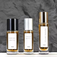 Botol semprot parfum kaca Mini, botol parfum transparan kosmetik desain mewah kosong portabel bulat 10ml 15ml 20ml