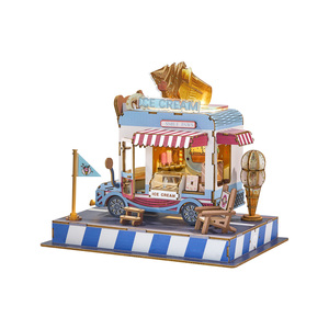 Wincent Puzzle 3D in Legno Furgone dei Gelati, Kit Modello Miniatura Food Truck, Artigianato Fai da Te, Decorazione da Scrivania, Regalo da Collezione - Product Image 2