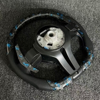 Carbone Broyé Forgé Bleu pour Volant BMW M3 M4 M5 F22 F25 F20 F30 F32 F35 F35 F82 F10 F11 F12 F15 F18 F80 E87 E90 E71