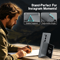 Étui de protection à charnière pour Samsung Galaxy Z Fold 5 6 7 8 Ultra avec emplacements pour cartes, emplacement pour stylet et protection d'écran en verre trempé