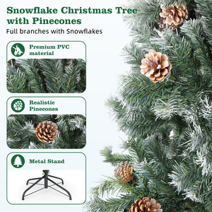 Aigostar lusso 180cm albero di natale bianco nevoso artificiale 650 rami frondosi 43 pigne naturali decorazioni natalizie in metallo - Product Image 3