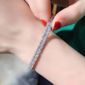 Fashion Forward 925 Sterling Silver Moissanite Link <b>Bracelet</b> VVS Stone Hip Hop <b>Chain</b> Jewelry Gift for <b>Men</b> and Women - Product Image 1