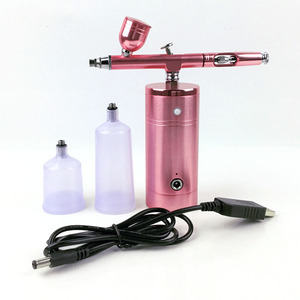 Outil de maquillage aérographe à alimentation par gravité, double action, vitesse réglable, pompe de pulvérisation portable rechargeable par USB, or rose - Product Image 1