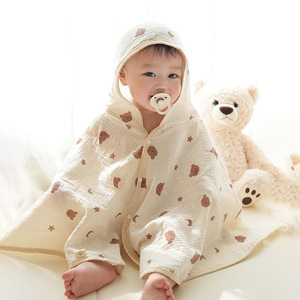 Vente chaude Mignon Fruit Animal Impression Respirant Absorbant Doux Coton Mousseline À Capuche Bébé Serviette <span class=keywords><strong>De</strong></span> <span class=keywords><strong>Bain</strong></span> <span class=keywords><strong>Cape</strong></span> avec Bouton pour Bébé - Product Image 2