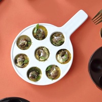 Plat de cuisson en porcelaine moderne et écologique avec 8 trous, 6 trous et poignée, assiettes à escargot en céramique blanche de style français