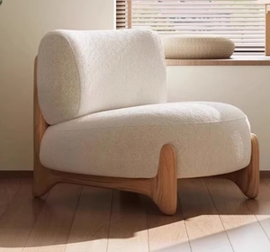 Fauteuil en bois de luxe moderne avec revêtement en tissu, confortable et moelleux, pour salon et chambre à coucher, chaise de détente pour la maison et l'appartement - Product Image 5