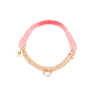 핫 잘 팔리는 손 짠 면 로프 Rainbow 꼰 Ombre All 이유 휴대용 Pet 개 <span class=keywords><strong>Collar</strong></span> 와 체인 - Product Image 3