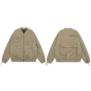 Chaqueta Bomber de Invierno Personalizada para Hombre, con Forro Polar, Cierre de Cremallera, Estilo Casual, Holgada, Sin Cuello, Servicio OEM, Ecológica, Resistente al Viento - Product Image 1