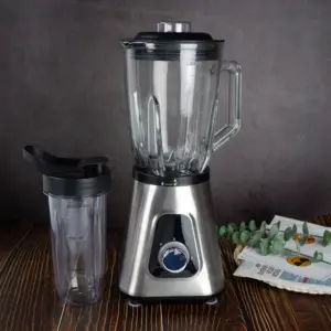 Food Smoothie Table Blender with BPA free 1.5L Glass Jar Mixer 2 Speeds and Pulse Blender Function with Stainless Steel Blade