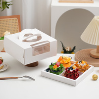 Boîte à pâtisserie personnalisée avec poignée blanche, tiroir coulissant, fenêtre transparente et insert à 4 compartiments pour mousse et pâtisserie