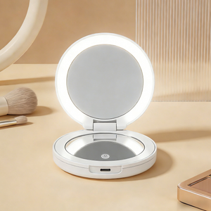 Espejo de Maquillaje Plegable de Doble Cara, Portátil y Personalizado al por Mayor, con Luz LED para Mujer - Product Image 1