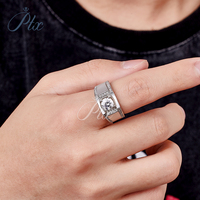 Bague de mariage en argent sterling 925 avec pierre précieuse ronde VVS 1ct, diamant pour homme, moissanite, vente en gros