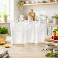 Pochettes à boisson réutilisables et recyclables avec entonnoir, anti-fuite, souples, transparentes, avec bec verseur, de qualité alimentaire, gaufrées, pour jus et liquides