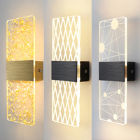 Applique murale moderne en acrylique noir 6W LED Design à angle droit pour décoration intérieure de luxe pour chambre salon couloir escalier utilisation
