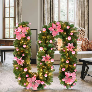 Guirlande de Noël en rotin de 2,7 m avec lumières LED, décorative, verte, avec fleurs – Prix usine, vente chaude - Product Image 6