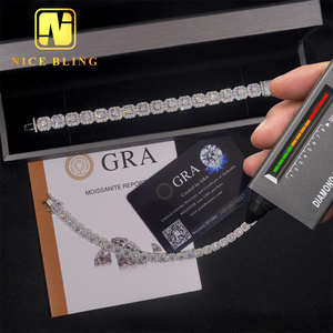 Alta qualità moda Hip Hop <span class=keywords><strong>925</strong></span> Sterling Silver 6mm 10mm Moissanite Cluster Tennis catena bracciale cubano - Product Image 6