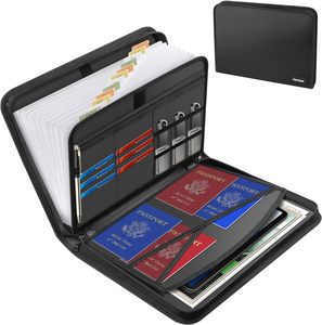 Portable 13-Pocket Fireproof Expanding <strong>File</strong> Folder PP Leather A4 <strong>Pattern</strong> Accordion Document Organizer Business Storage Filing - Product Image 1