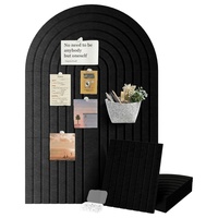 Lot de 6 tableaux d'affichage muraux auto-adhésifs en feutre noir PET, modulables et détachables, avec épingles