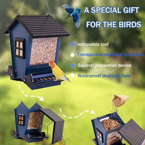 Premium metallo esterno appeso Wild Bird Feeder a prova di scoiattolo grandi posatoi bilaterali attivati dal peso per birdwatching nel cortile - Product Image 3