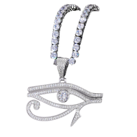 Pendentif Œil Turc en Argent Sterling 925 sans Nickel de Haute Qualité avec Moissanite VVS, Chaîne Plaquée Certifiée GRA KARATS, Idéal pour le Dropshipping