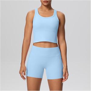 Completo Sportivo da Donna: Corsetto a Vita Alta, Gilet Semplice e Pantaloncini con Tasche, Design Sublimato per Ciclismo - Product Image 3